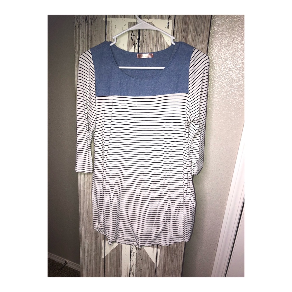 Minimi Maternity 3/4 Sleeve Denim Striped Shirt